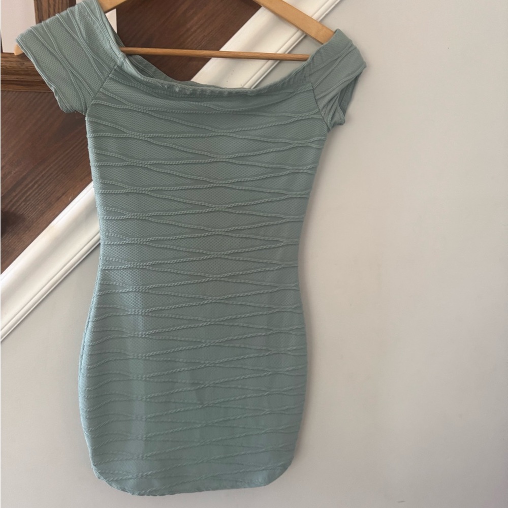 Windsor Sage Off-Shoulder Mini Dress